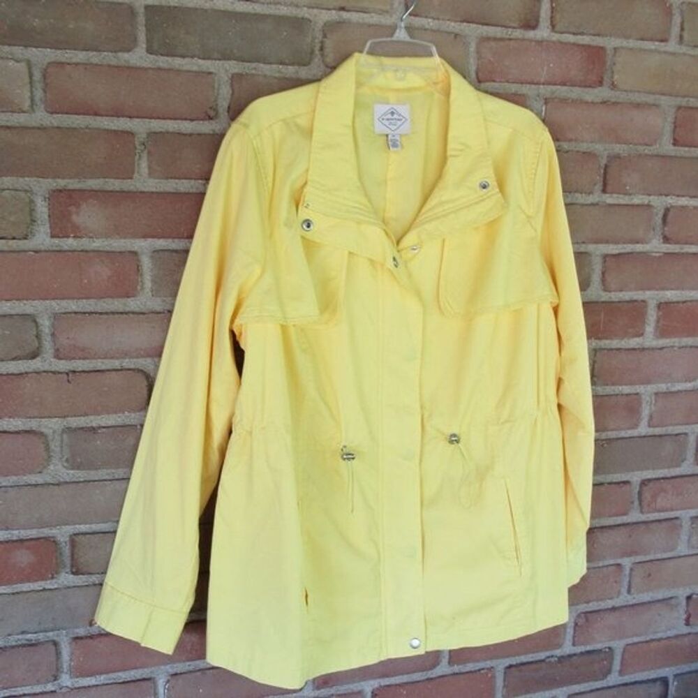 St. Johns Bay Women's 1X Plus Canary Yellow Utility Jacket Lightweight Spring - Picture 3 of 12